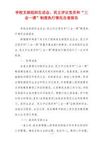 学校支部组织生活会、民主评议党员和“三会一课”制度执行情况自查报告