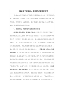 镇党委书记2024年述职述廉述法报告