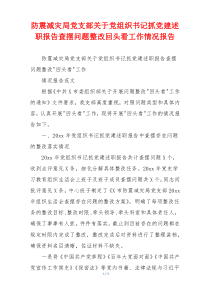 防震减灾局党支部关于党组织书记抓党建述职报告查摆问题整改回头看工作情况报告