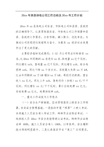 20XX年某县供电公司工作总结及20XX年工作计划