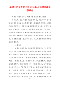 集团公司党支部书记2025年抓基层党建述职报告
