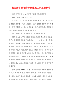 集团分管领导度平安建设工作述职报告