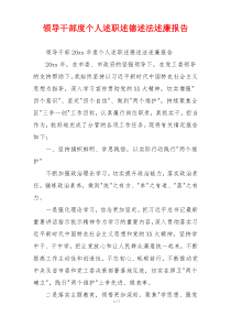 领导干部度个人述职述德述法述廉报告