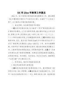 XX市20XX年教育工作要点