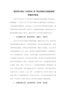 某区审计局长以学正风和树立和践行正确政绩观专题研讨发言