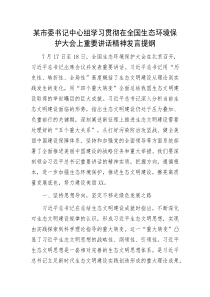 某市委书记中心组学习贯彻在全国生态环境保护大会上重要讲话精神发言提纲
