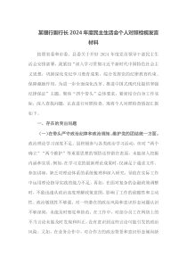 某银行副行长2024年度民主生活会个人对照检视