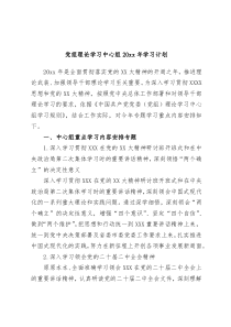 党组理论学习中心组20XX年学习计划