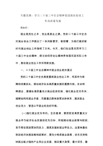 专题党课：学习二十届三中全会精神 促进就业创业工作高质量发展参考