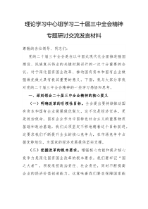 理论学习中心组学习二十届三中全会精神专题研讨交流
