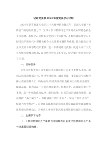 公司党支部2024年度党员学习计划