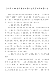 办公室20XX年上半年工作总结及下一步工作计划