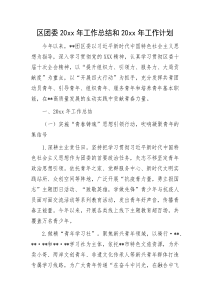 区团委20XX年工作总结和20XX年工作计划