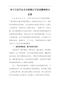 研讨发言学习习近平总书记考察辽宁讲话精神研讨发言