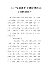 2025年企业党委班子巡视整改专题民主生活会对照检查材料