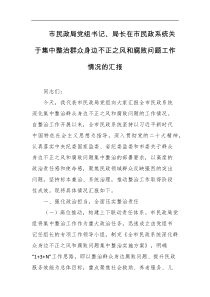 市民政局党组书记局长在市民政系统关于集中整治群众身边不正之风和腐败问题工作情况的汇报