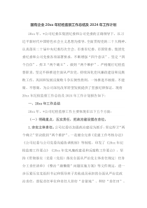 国有企业20XX年纪检监察工作总结及2024年工作计划