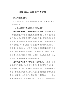 工作安排团委20XX年重点工作安排