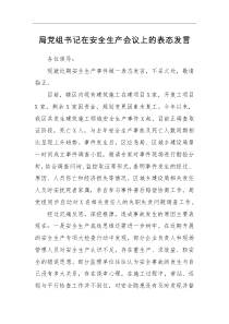 表态发言局党组书记在安全生产会议上的表态发言