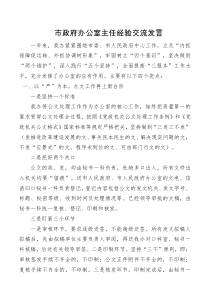 讲话发言市政府办公室主任经验交流发言