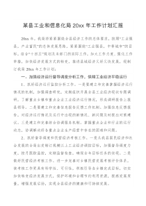 工作计划某县工业和信息化局20XX年工作计划汇报