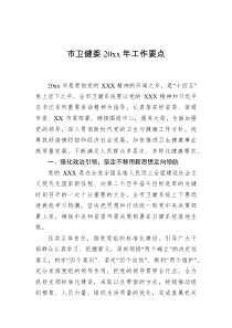 市卫健委20XX年工作要点