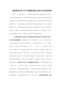 镇党委书记在2024年基层党建工作会议上的交流发言