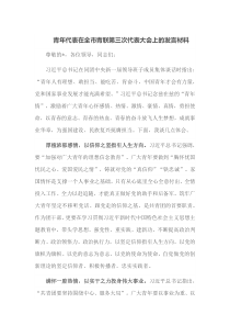 青年代表在全市青联第三次代表大会上的