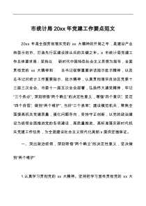 市统计局20XX年党建工作要点