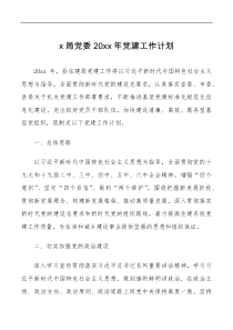 总结报告x局党委20XX年党建工作计划范文