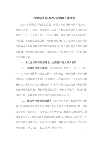 村党总支部2025年党建工作计划