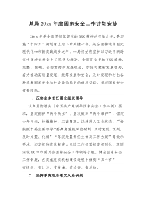 某局20XX年度国家安全工作计划安排