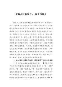 管委会财政局20XX年工作要点