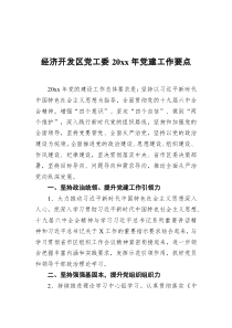 经济开发区党工委20XX年党建工作要点