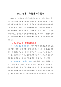 要点计划20XX年审计局党建工作要点