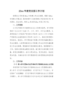 计划20XX年度党支部工作计划