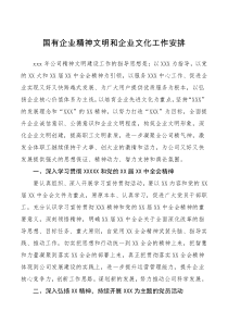 计划国有企业精神文明和企业文化工作安排