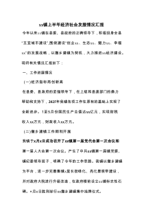 xx镇上半年经济社会发展情况汇报