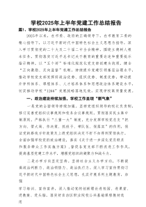 学校2025年上半年党建工作总结报告精选10篇汇编