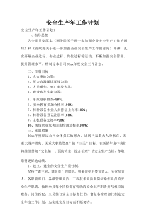 安全生产年工作计划