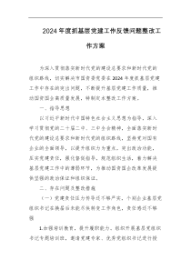 2024年度抓基层党建工作反馈问题整改工作方案