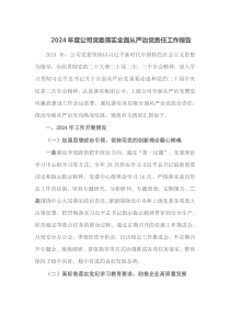 2024年度公司党委落实全面从严治党责任工作报告