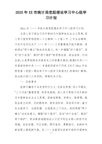 2025年XX市统计局党组理论学习中心组学习计划