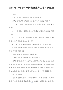 2025年“两会”期间安全生产工作方案整理