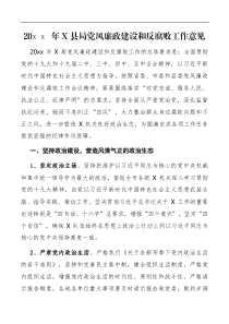 20XX年X县局党风廉政建设和反腐败工作意见