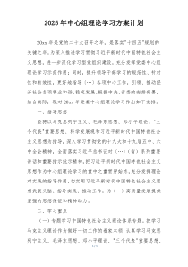 2025年中心组理论学习方案计划