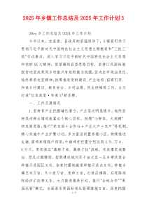 2025年乡镇工作总结及2025年工作计划3