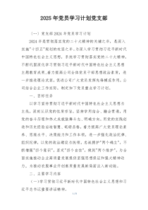 2025年党员学习计划党支部