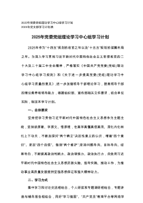 2025年党委党组理论学习中心组学习计划+2025年党支部学习计划表