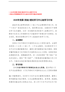 2025年党委（党组）理论学习中心组学习计划+国企公司党委理论学习中心组2025年学习重点内容安排